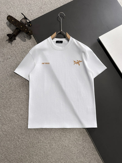 Arc'teryx Gold Archaeopteryx & Wordmark Chest Embroidery 260gsm Double-Yarn Unisex T-Shirt