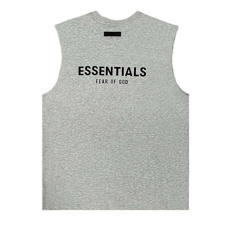ESSENTIALS Plush Logo Sleeveless T-Shirt | Oversized Cotton Tank for Men
