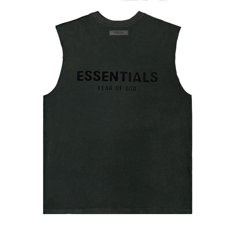 ESSENTIALS Plush Logo Sleeveless T-Shirt | Oversized Cotton Tank for Men