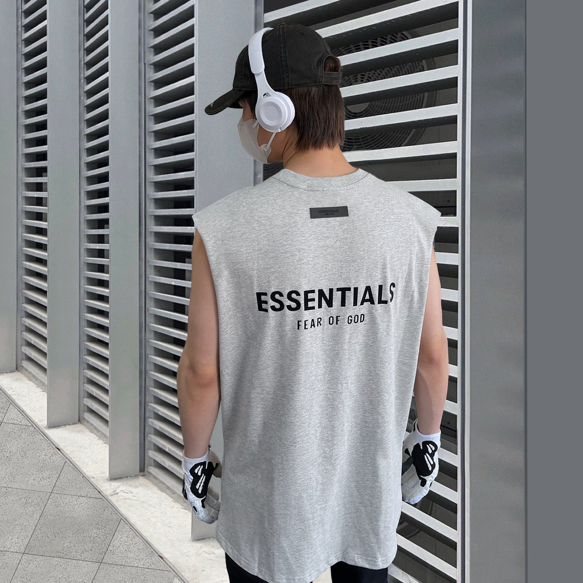 ESSENTIALS Plush Logo Sleeveless T-Shirt | Oversized Cotton Tank for Men