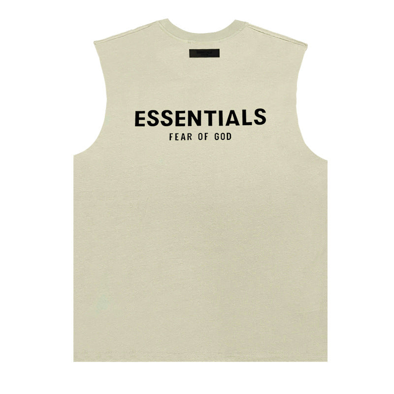 ESSENTIALS Plush Logo Sleeveless T-Shirt | Oversized Cotton Tank for Men