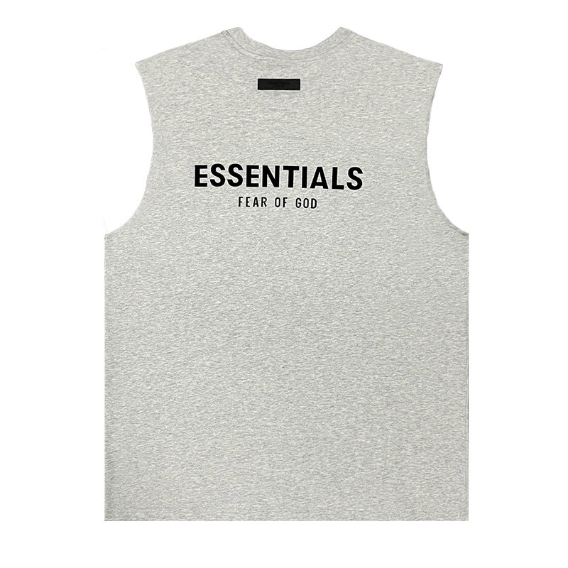 ESSENTIALS Plush Logo Sleeveless T-Shirt | Oversized Cotton Tank for Men
